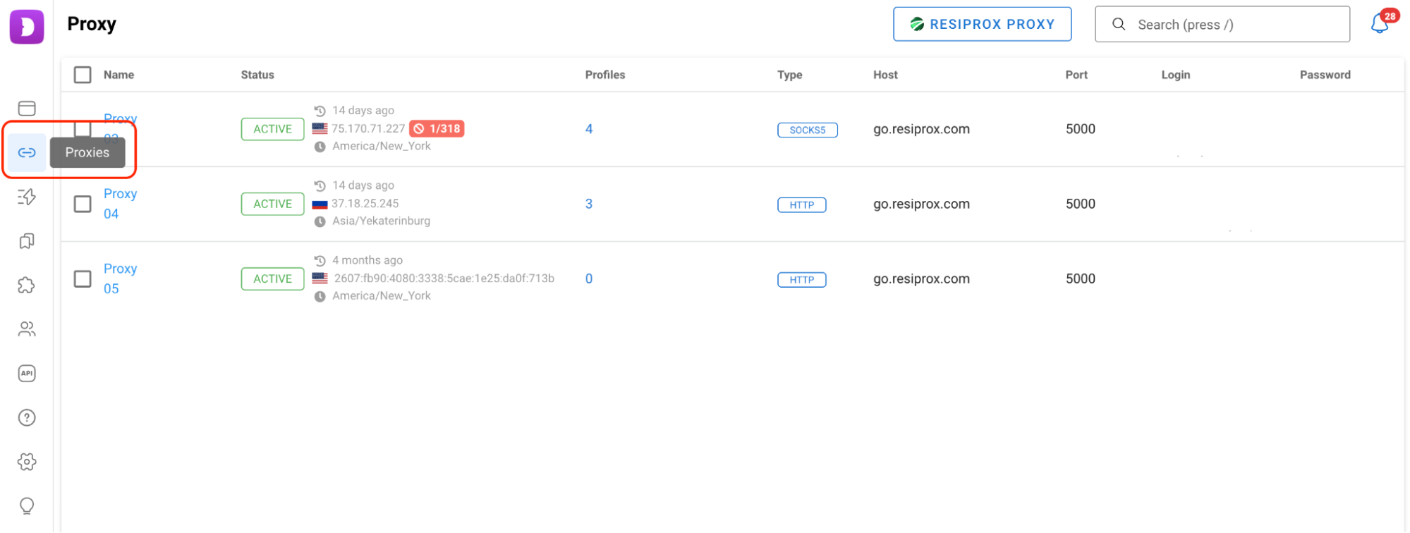 Dolphin Anty proxy listesi